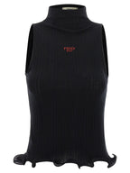 Fendi Black Polyester Sleeveles T-Shirt Fendi