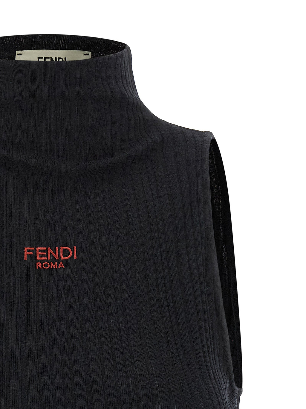 Fendi Black Polyester Sleeveles T-Shirt Fendi