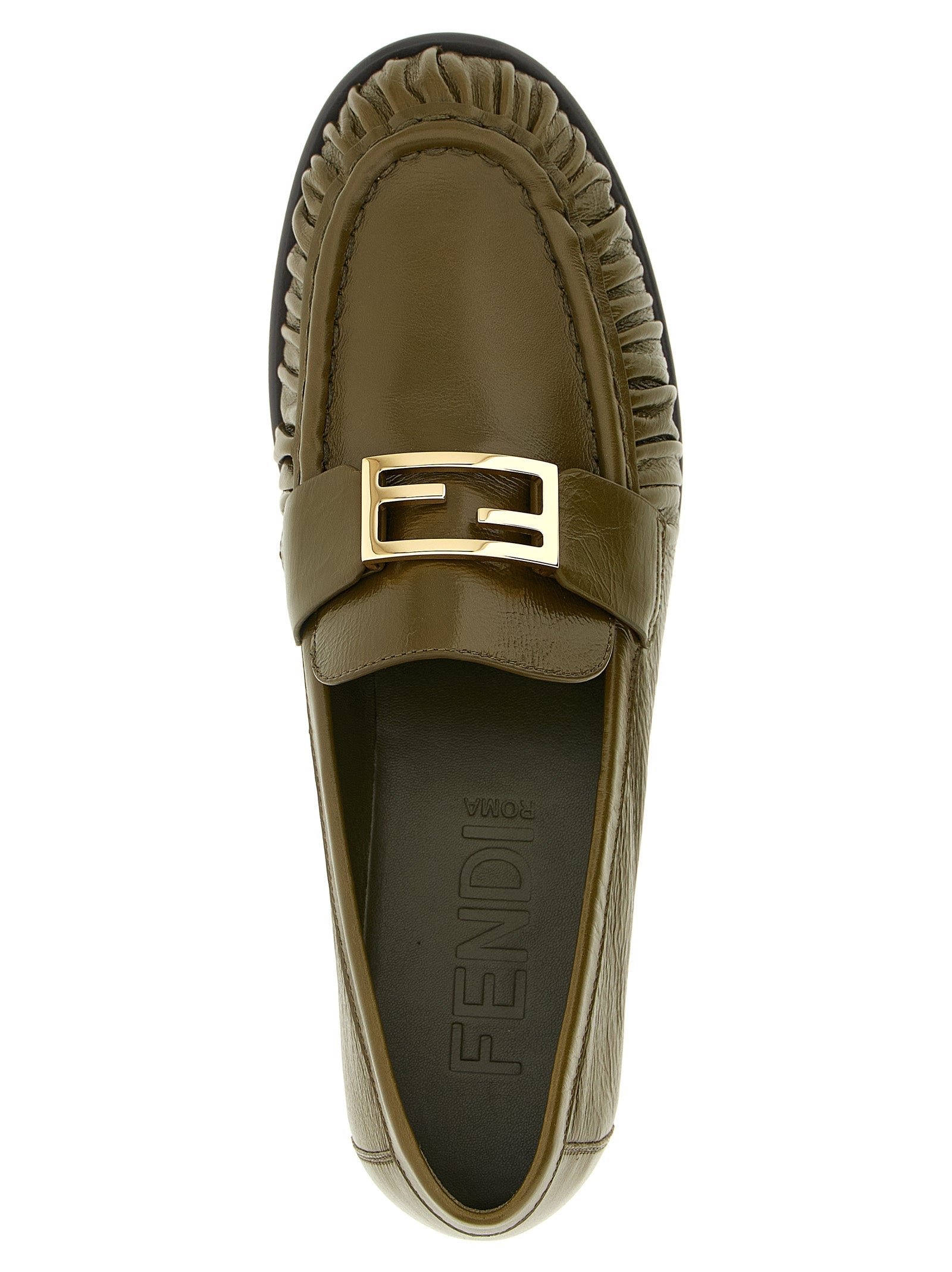 Fendi Bicolor Lamb Leather Slip-On Loafers Fendi