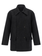 Fendi Gray Virgin Wool Coat Fendi