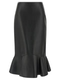 Fendi Black Lamb Leather Midi Skirt Fendi