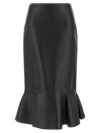 Fendi Black Lamb Leather Midi Skirt Fendi
