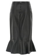 Fendi Black Lamb Leather Midi Skirt Fendi