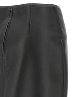Fendi Black Lamb Leather Midi Skirt Fendi