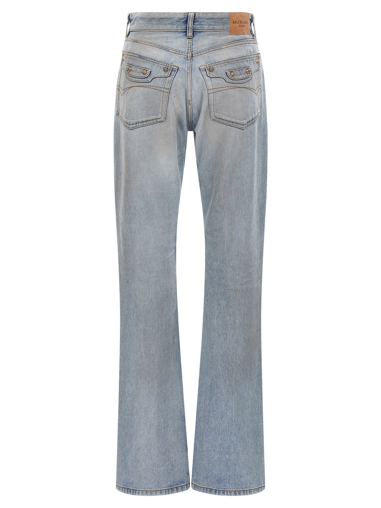 Balenciaga Blue Cotton Straight-Leg Jeans Balenciaga