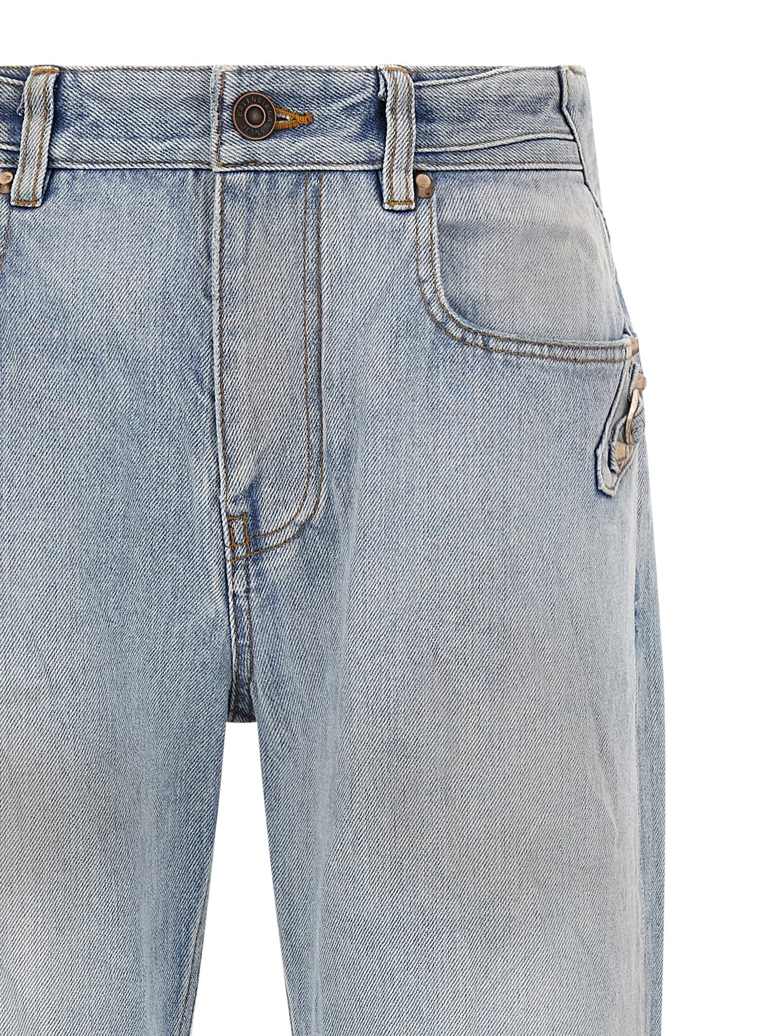 Balenciaga Blue Cotton Straight-Leg Jeans Balenciaga