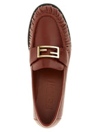 Fendi Brown Lamb Leather Slip-On Loafers Fendi