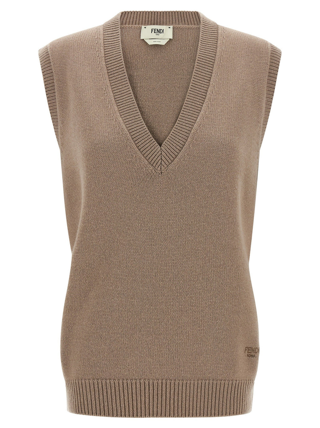 Fendi Beige Cashmere Sleeveless Jacket Fendi