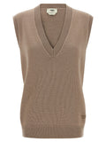 Fendi Beige Cashmere Sleeveless Jacket Fendi