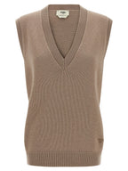 Fendi Beige Cashmere Sleeveless Jacket Fendi