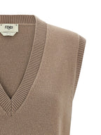 Fendi Beige Cashmere Sleeveless Jacket Fendi