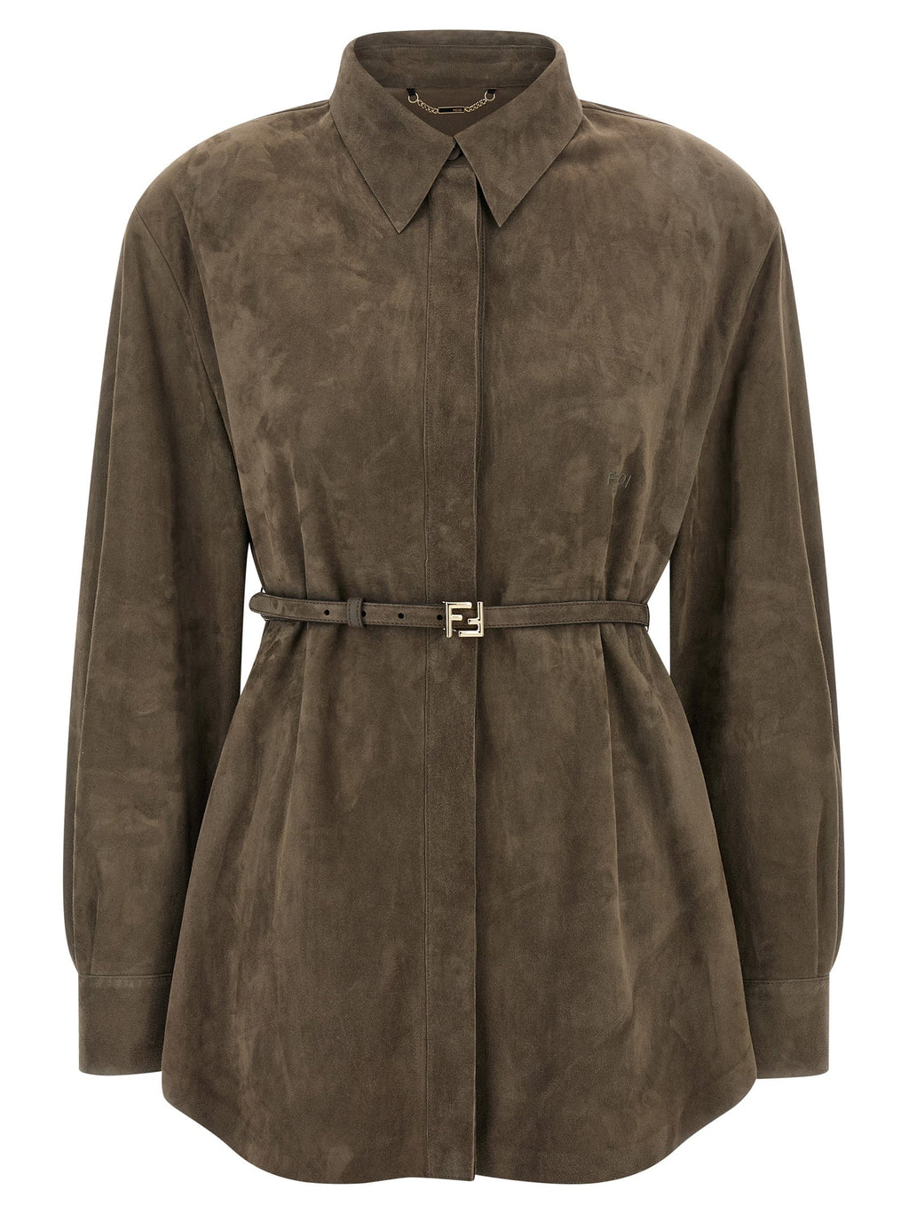 Fendi Gray Lamb Leather Blouse Fendi