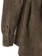 Fendi Gray Lamb Leather Blouse Fendi