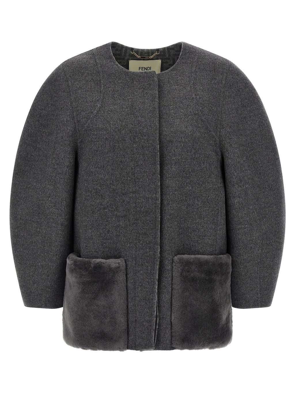 Fendi Gray Virgin Wool Coat Fendi