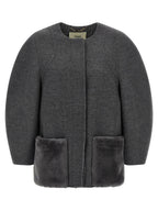 Fendi Gray Virgin Wool Coat Fendi