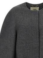 Fendi Gray Virgin Wool Coat Fendi