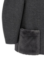 Fendi Gray Virgin Wool Coat Fendi