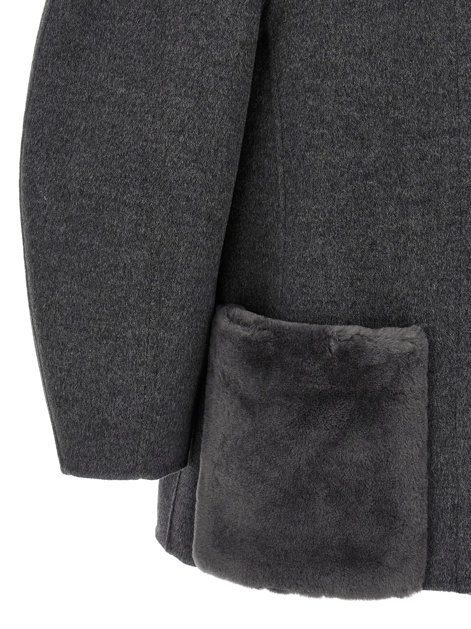 Fendi Gray Virgin Wool Coat Fendi