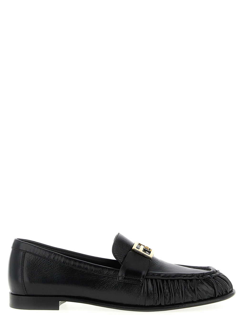 Fendi Black Lamb Leather Slip-On Loafers Fendi