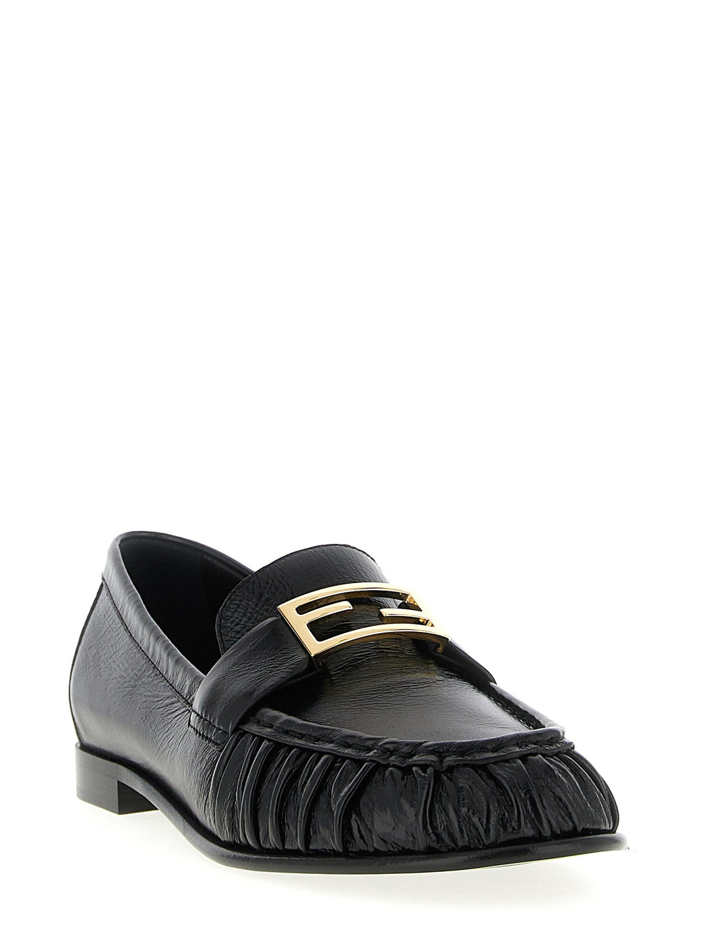 Fendi Black Lamb Leather Slip-On Loafers Fendi
