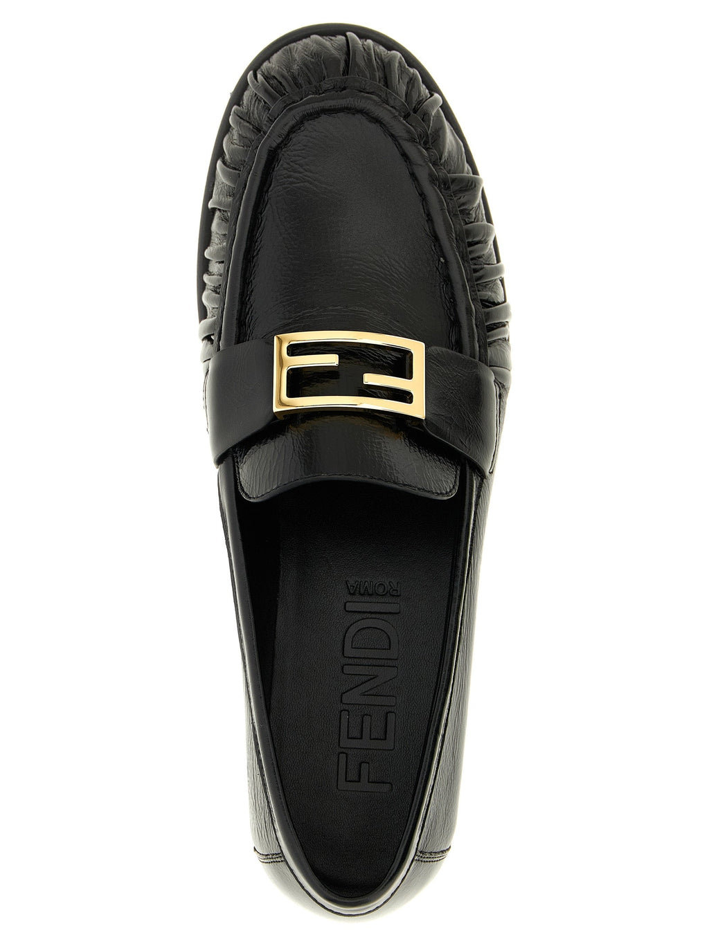 Fendi Black Lamb Leather Slip-On Loafers Fendi