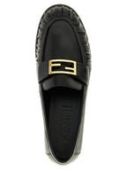 Fendi Black Lamb Leather Slip-On Loafers Fendi