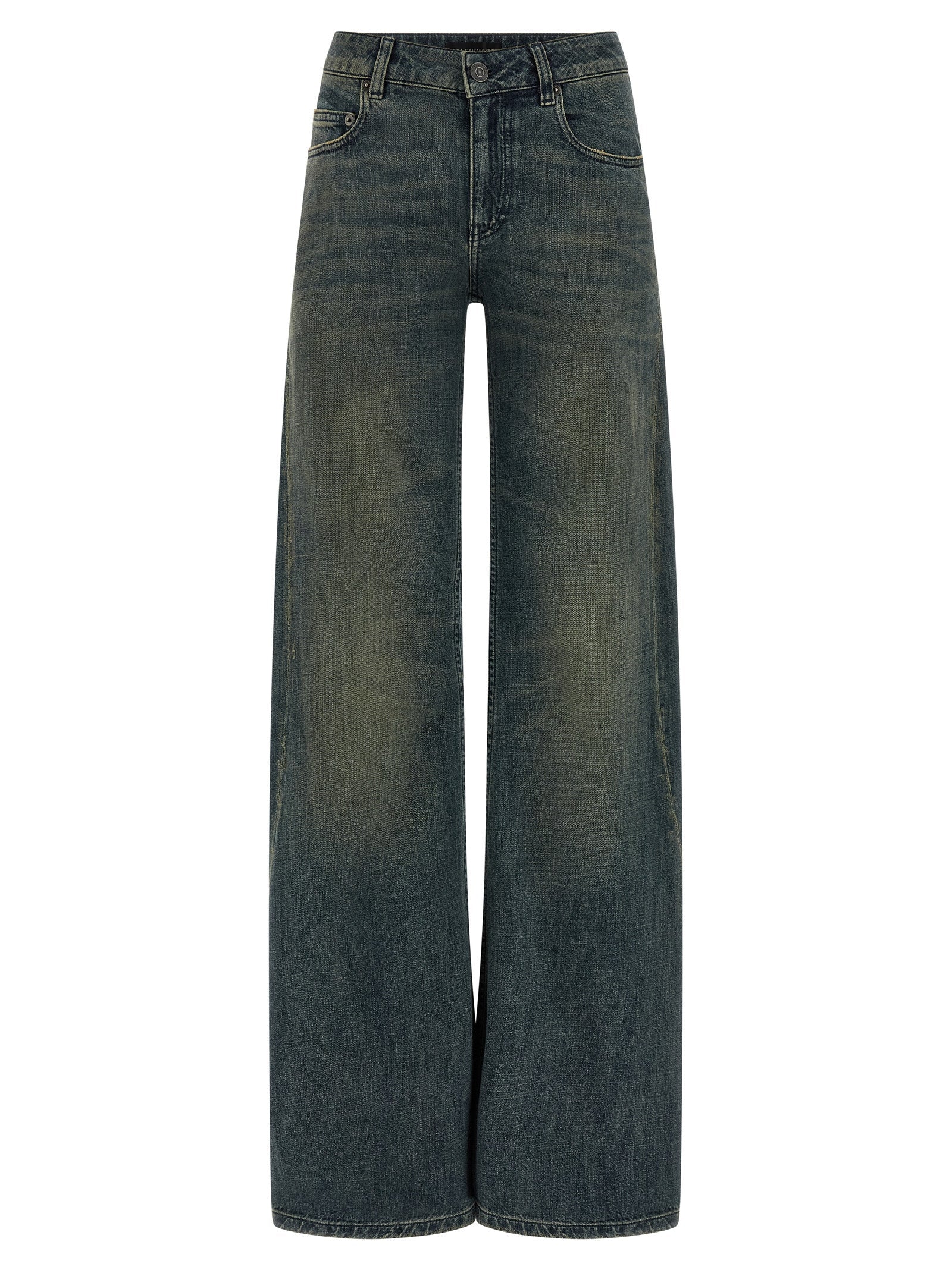 Balenciaga Blue Cotton Flared Jeans Balenciaga
