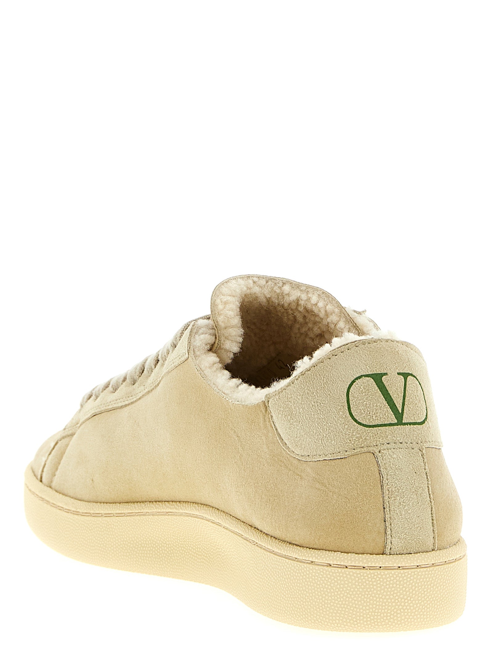 Valentino Garavani Beige Goatskin Low Top Sneakers Valentino Garavani