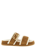 Fendi Beige Calfskin Slides Fendi