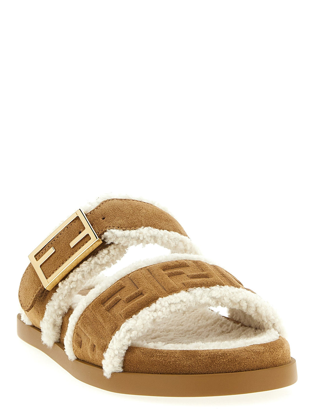 Fendi Beige Calfskin Slides Fendi