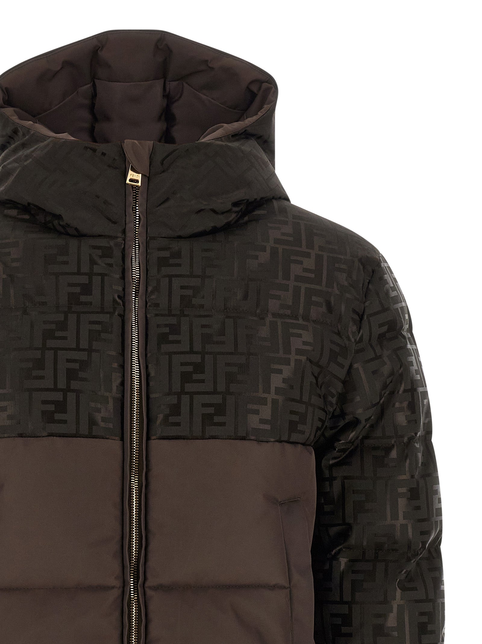Fendi Brown Cotton Full-Length Jacket Fendi