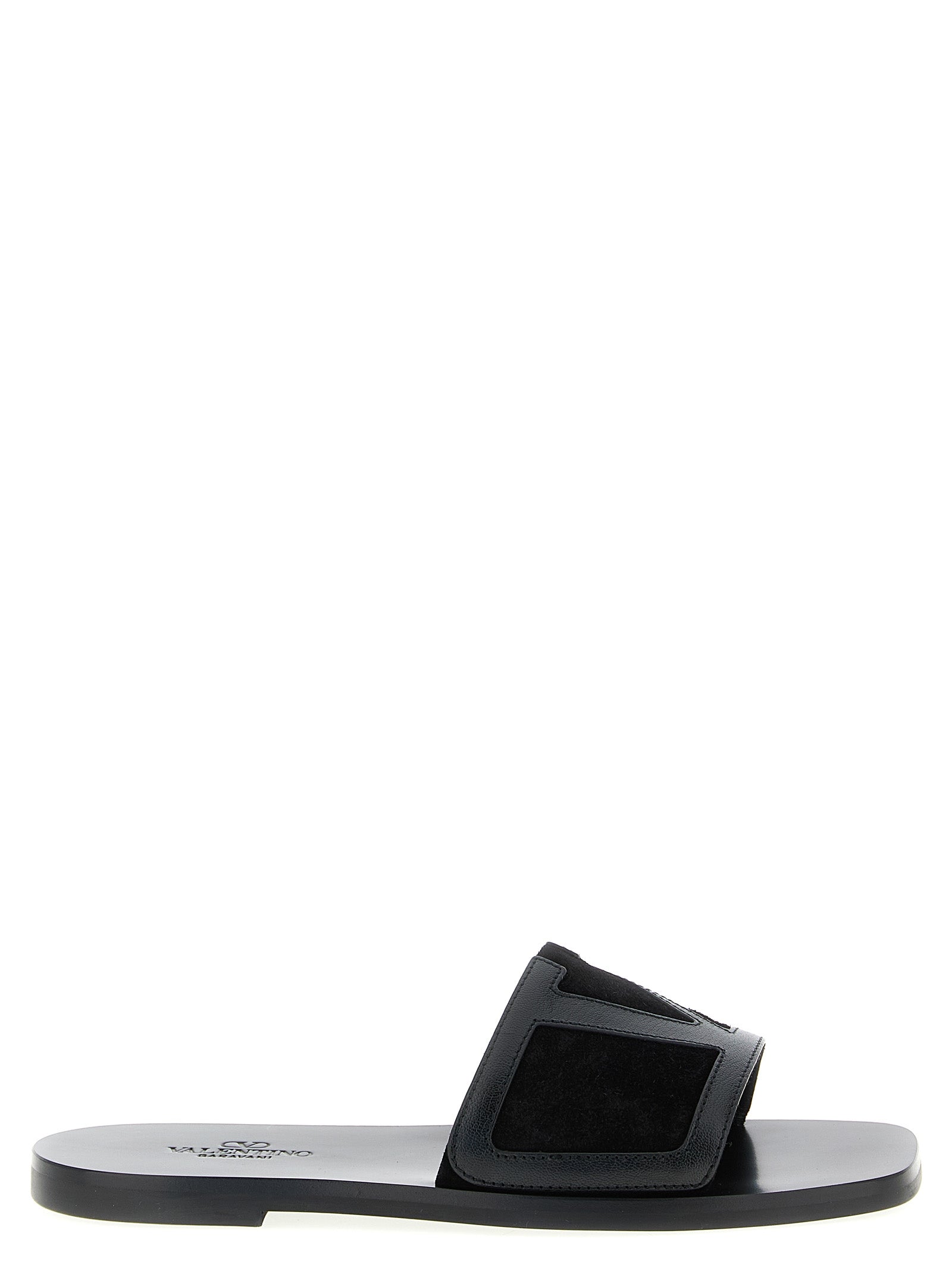 Valentino Garavani Black Calfskin Slides Valentino Garavani