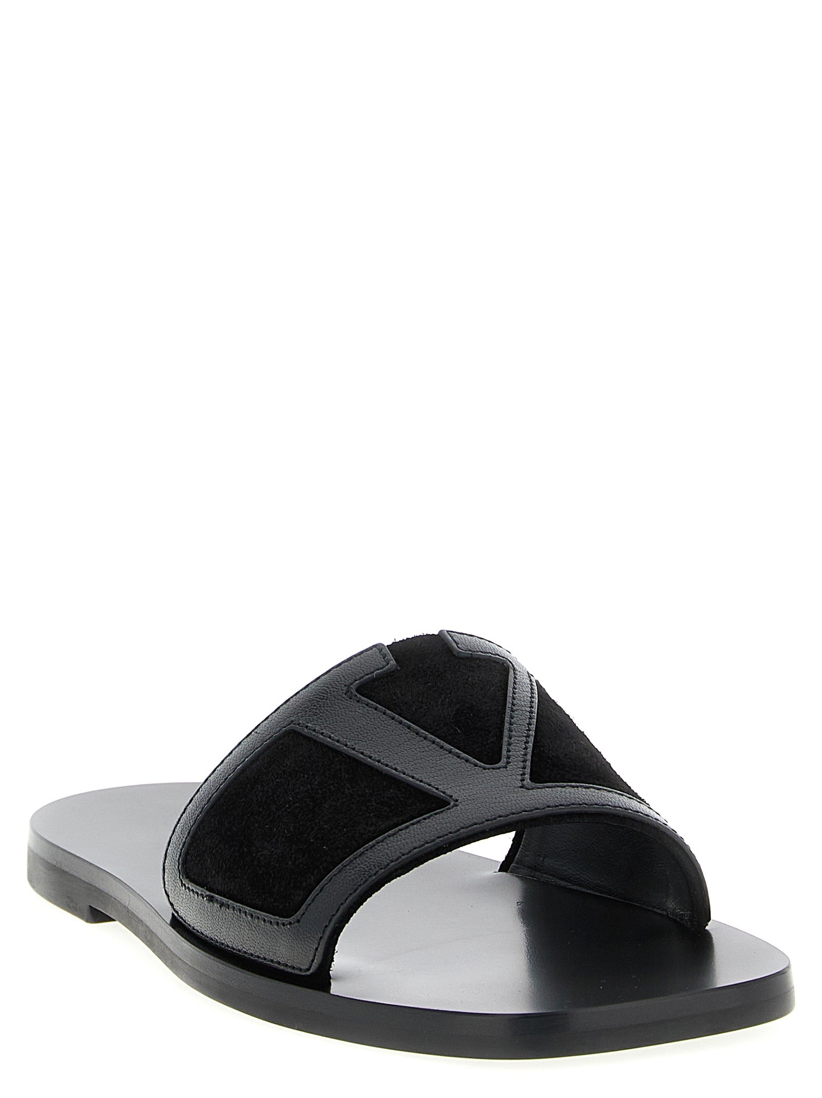 Valentino Garavani Black Calfskin Slides Valentino Garavani