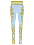 Versace Blue Nylon Leggings Versace