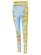 Versace Blue Nylon Leggings Versace