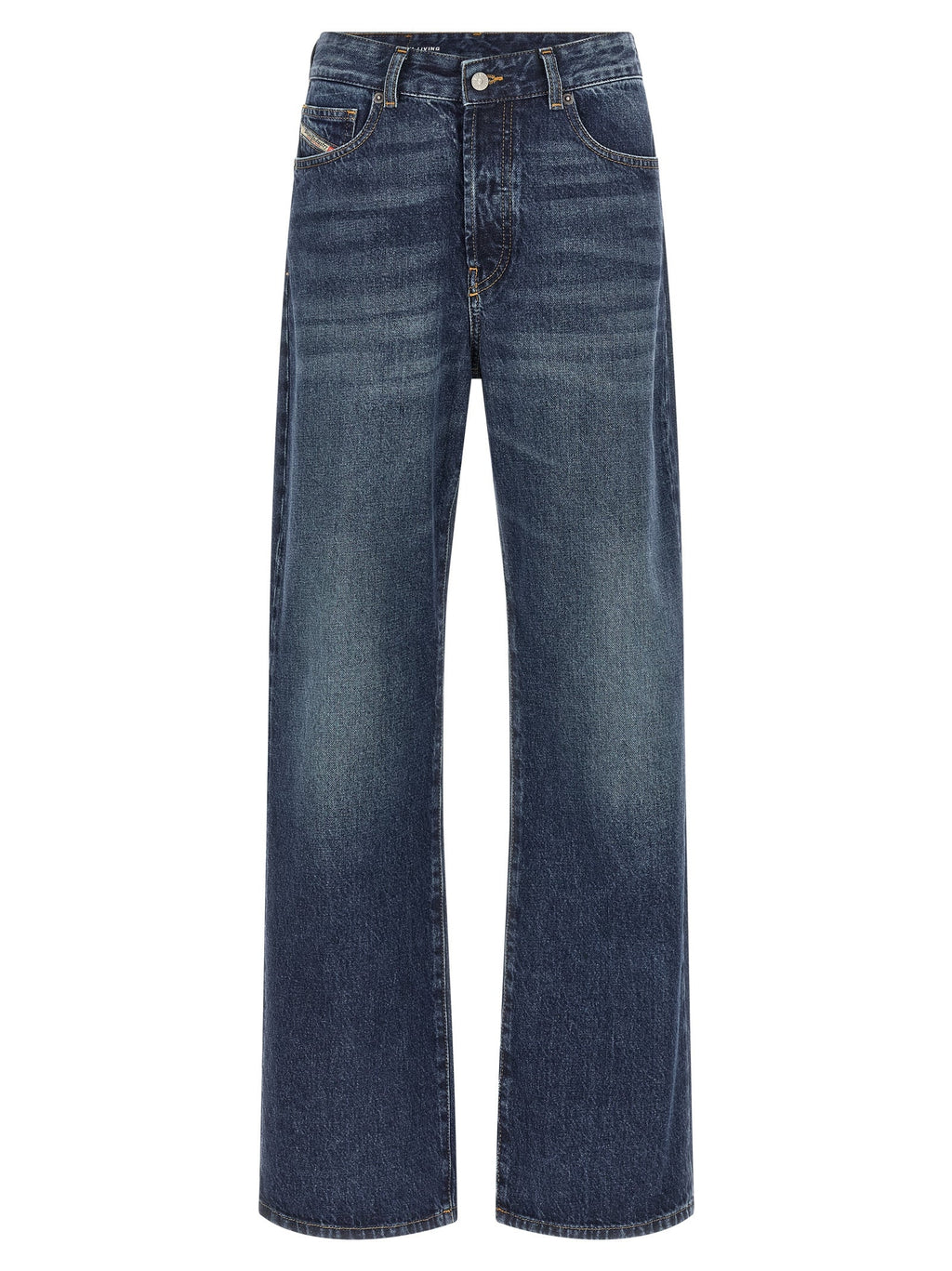Diesel Blue Cotton Straight-Leg Jeans Diesel