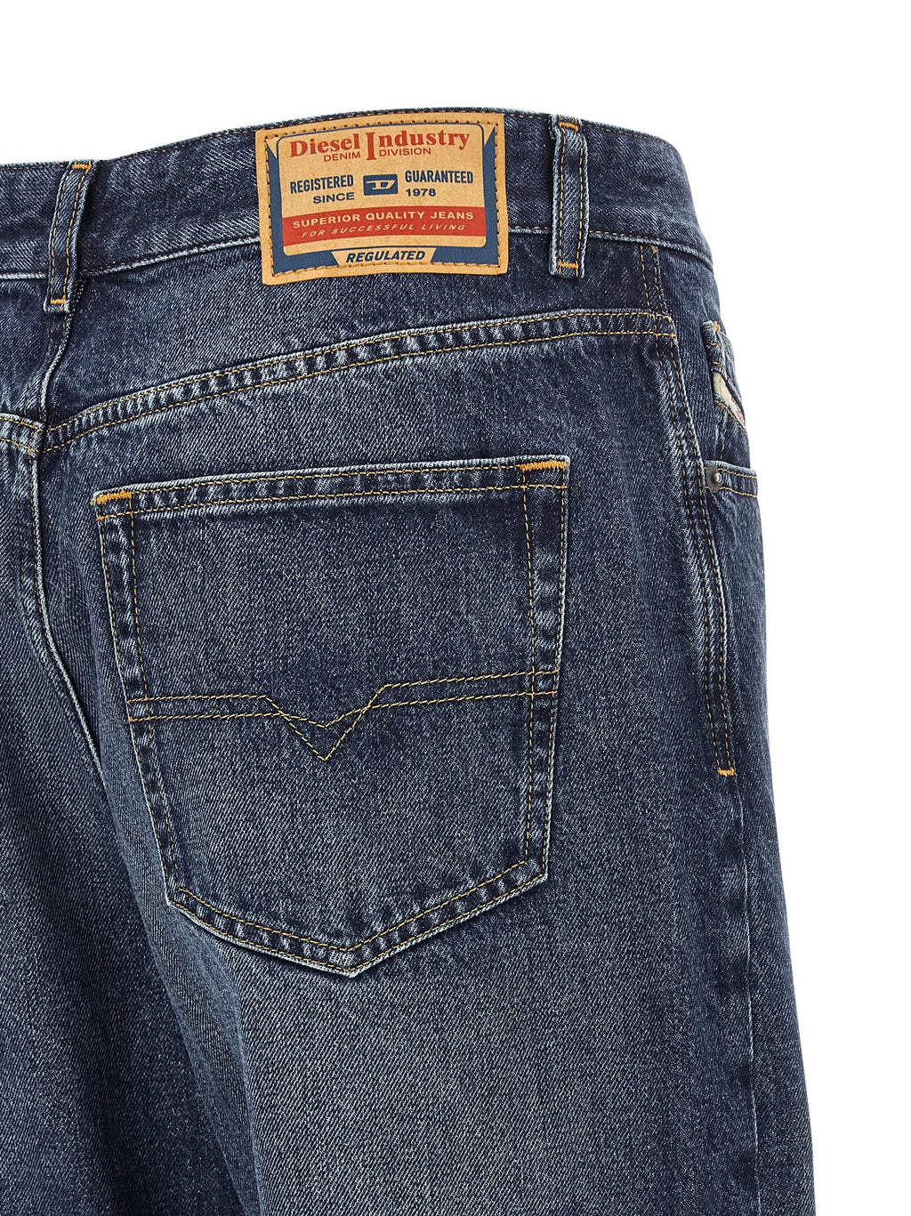 Diesel Blue Cotton Straight-Leg Jeans Diesel