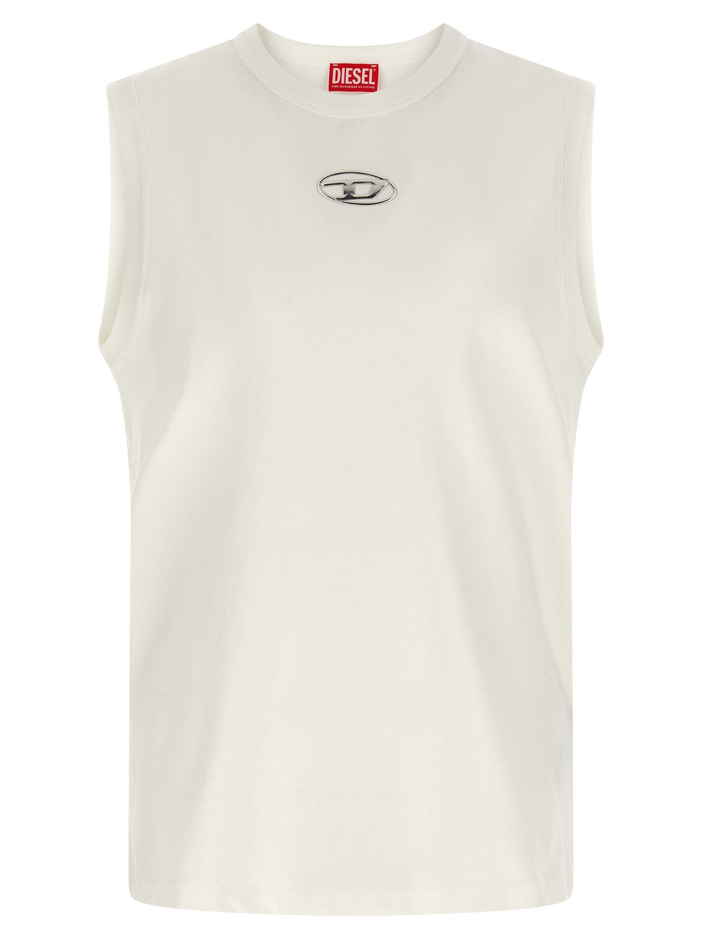 Diesel White Cotton Sleeveles T-Shirt Diesel