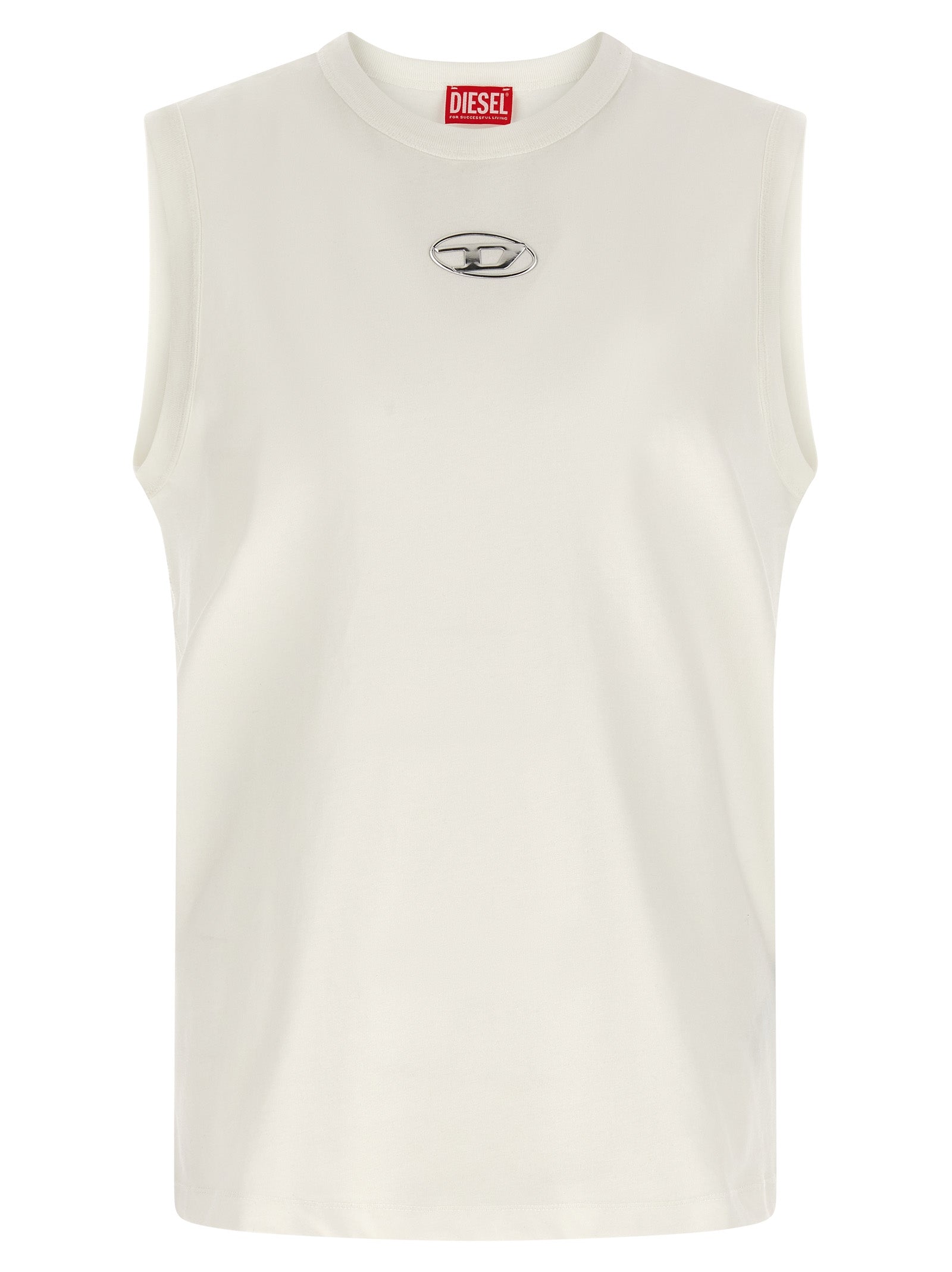 Diesel White Cotton Sleeveles T-Shirt Diesel