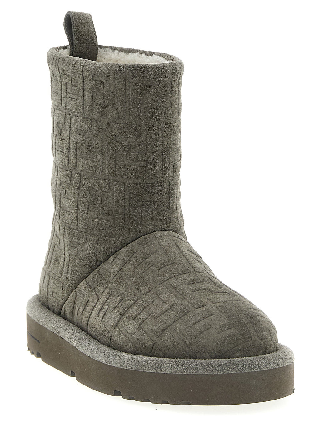 Fendi Gray Calfskin Ankle Boots Fendi