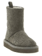 Fendi Gray Calfskin Ankle Boots Fendi