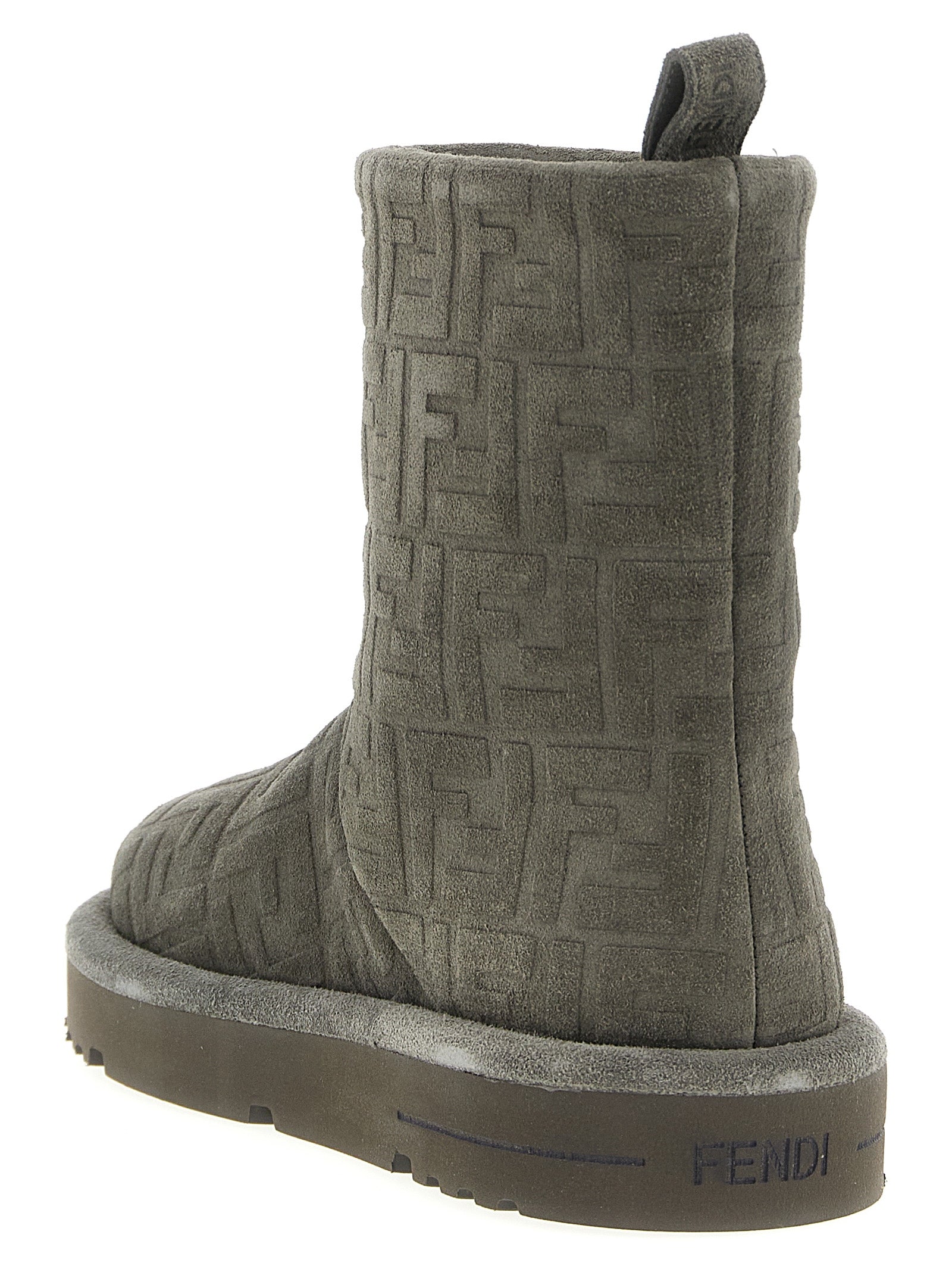 Fendi Gray Calfskin Ankle Boots Fendi