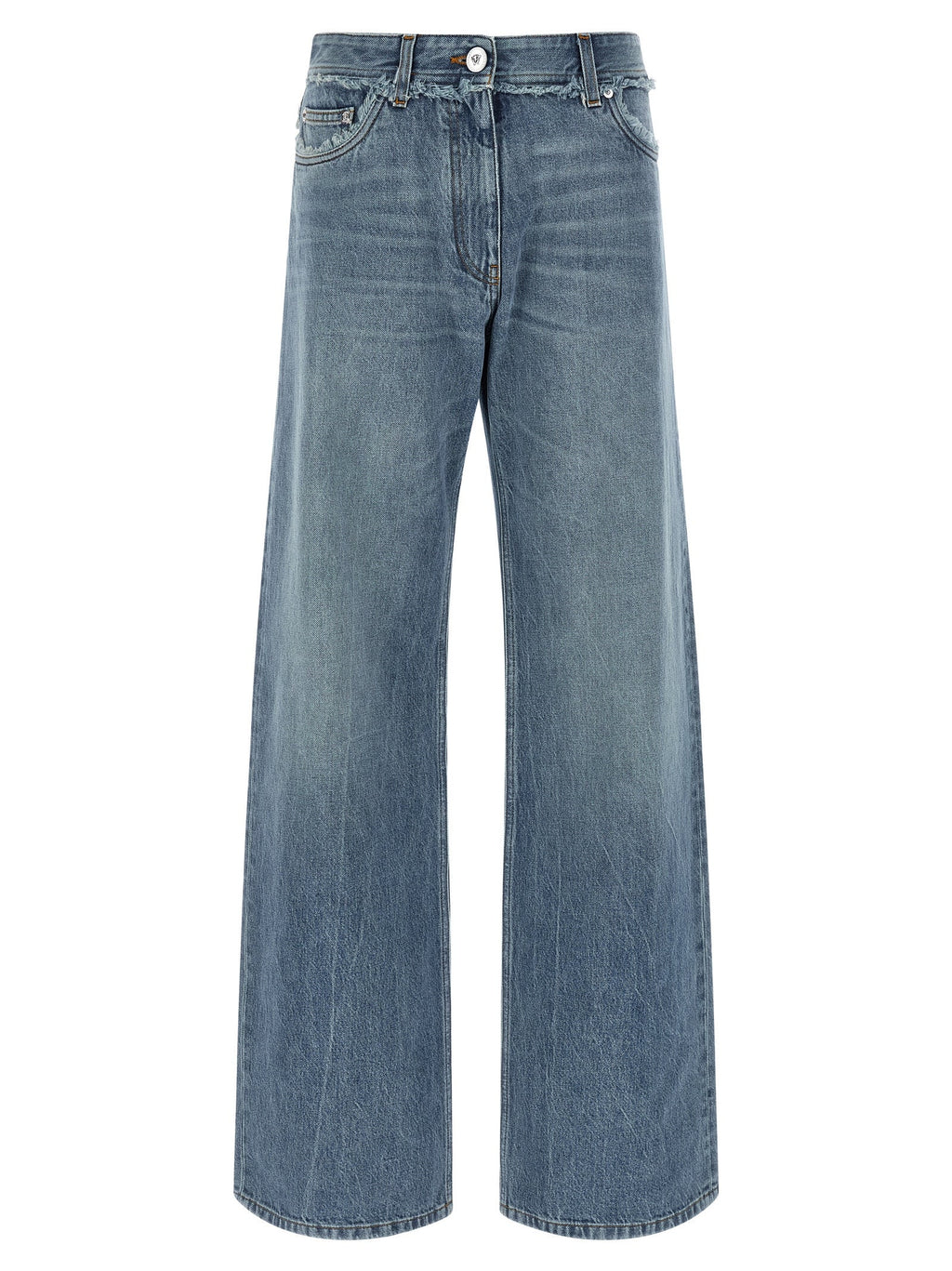 Versace Blue Cotton Boyfriend Jeans Versace