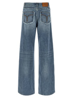 Versace Blue Cotton Boyfriend Jeans Versace
