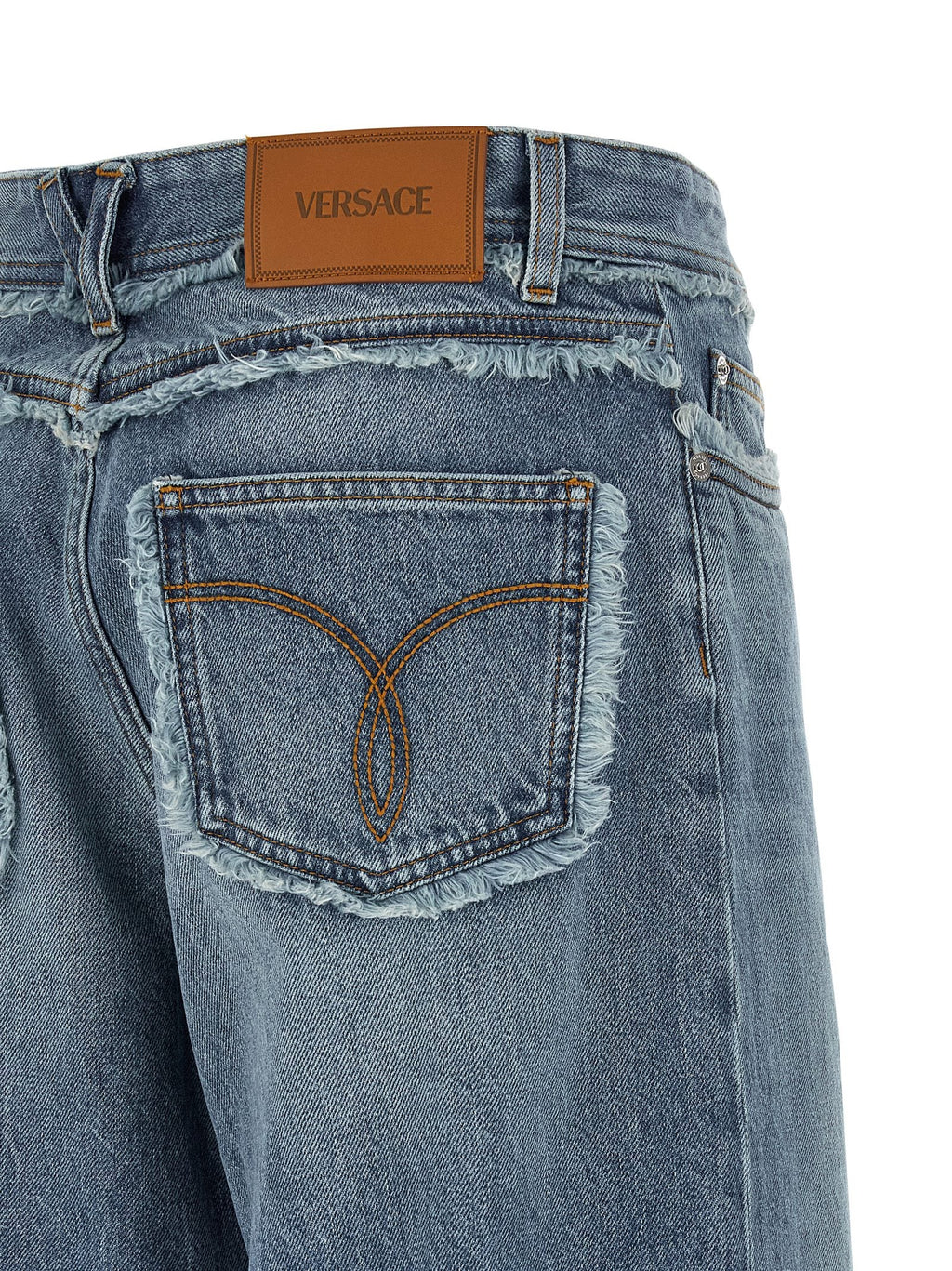 Versace Blue Cotton Boyfriend Jeans Versace