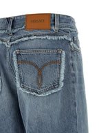 Versace Blue Cotton Boyfriend Jeans Versace