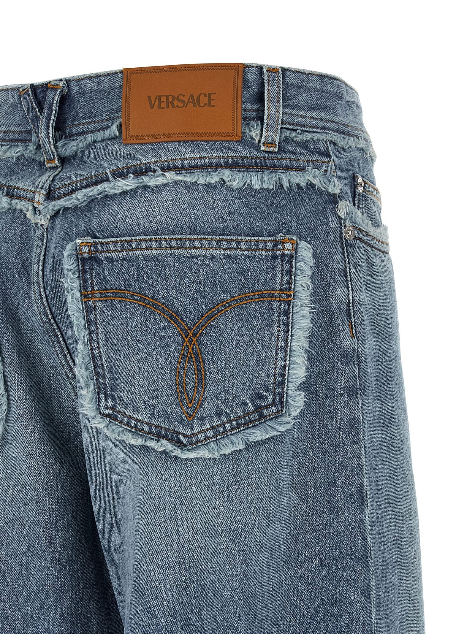 Versace Blue Cotton Boyfriend Jeans Versace