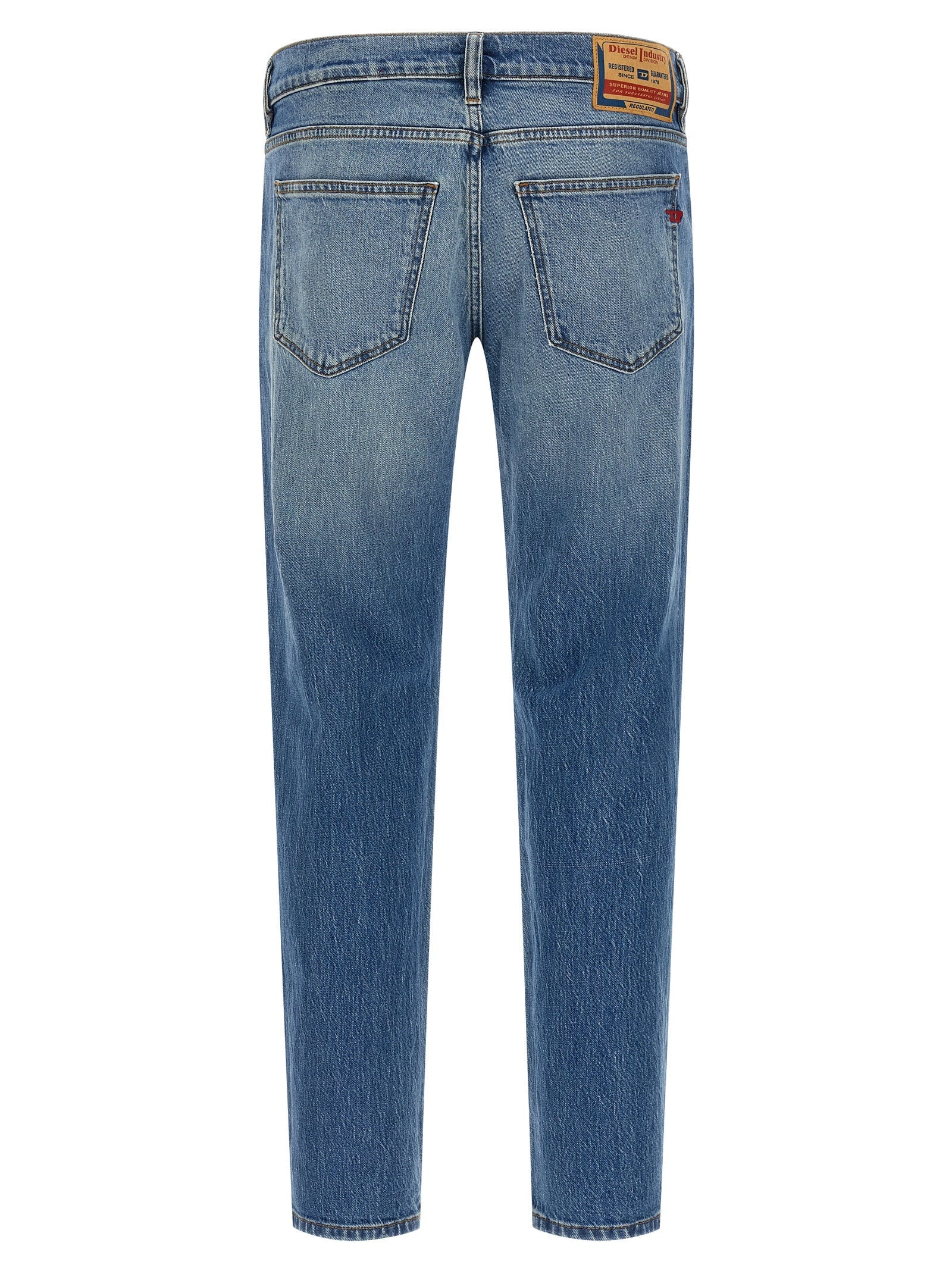 Diesel Blue Cotton Straight-Leg Jeans Diesel
