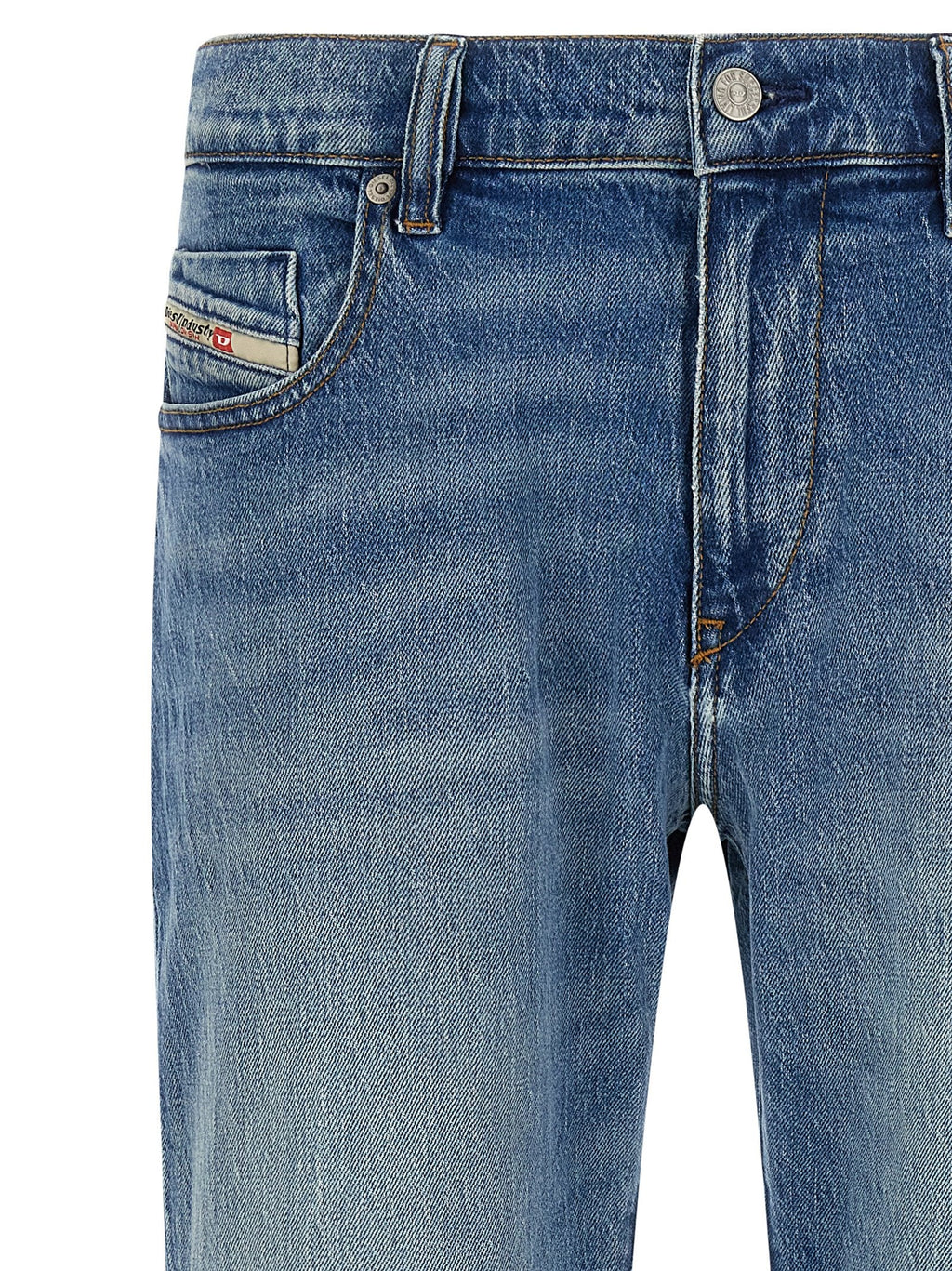 Diesel Blue Cotton Straight-Leg Jeans Diesel