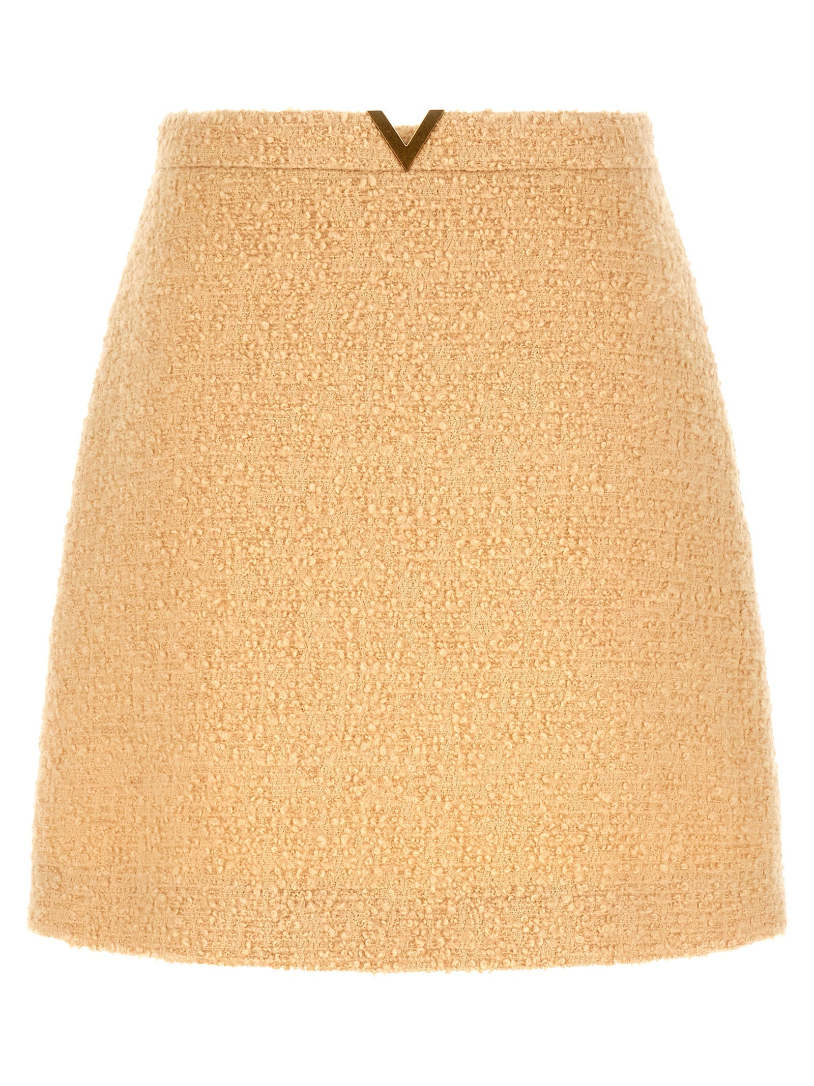 Valentino Garavani Beige Virgin Wool Long Skirt Valentino Garavani